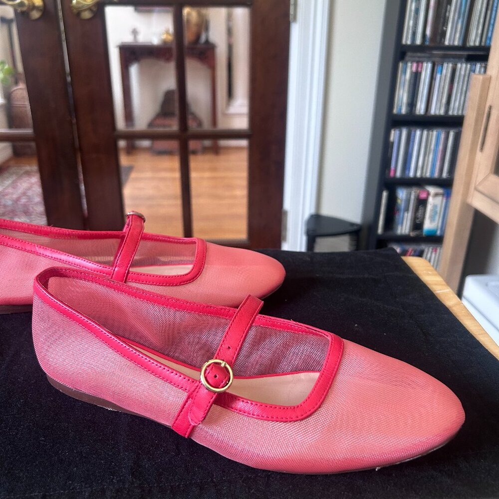 Orange Mesh Antonio Melani Mary Jane Flats, Size 8